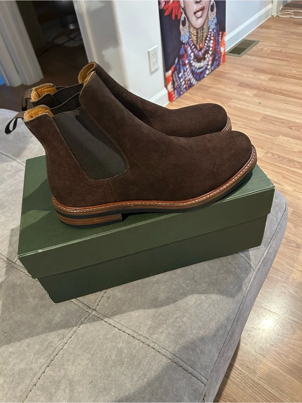 Men's Dark Brown Suede Chukka Boots with Elastic Side Panels